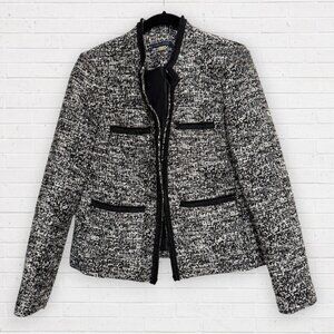 TOMMY HILFIGER Black White Tweed Trim Classic Blazer Jacket Career 6